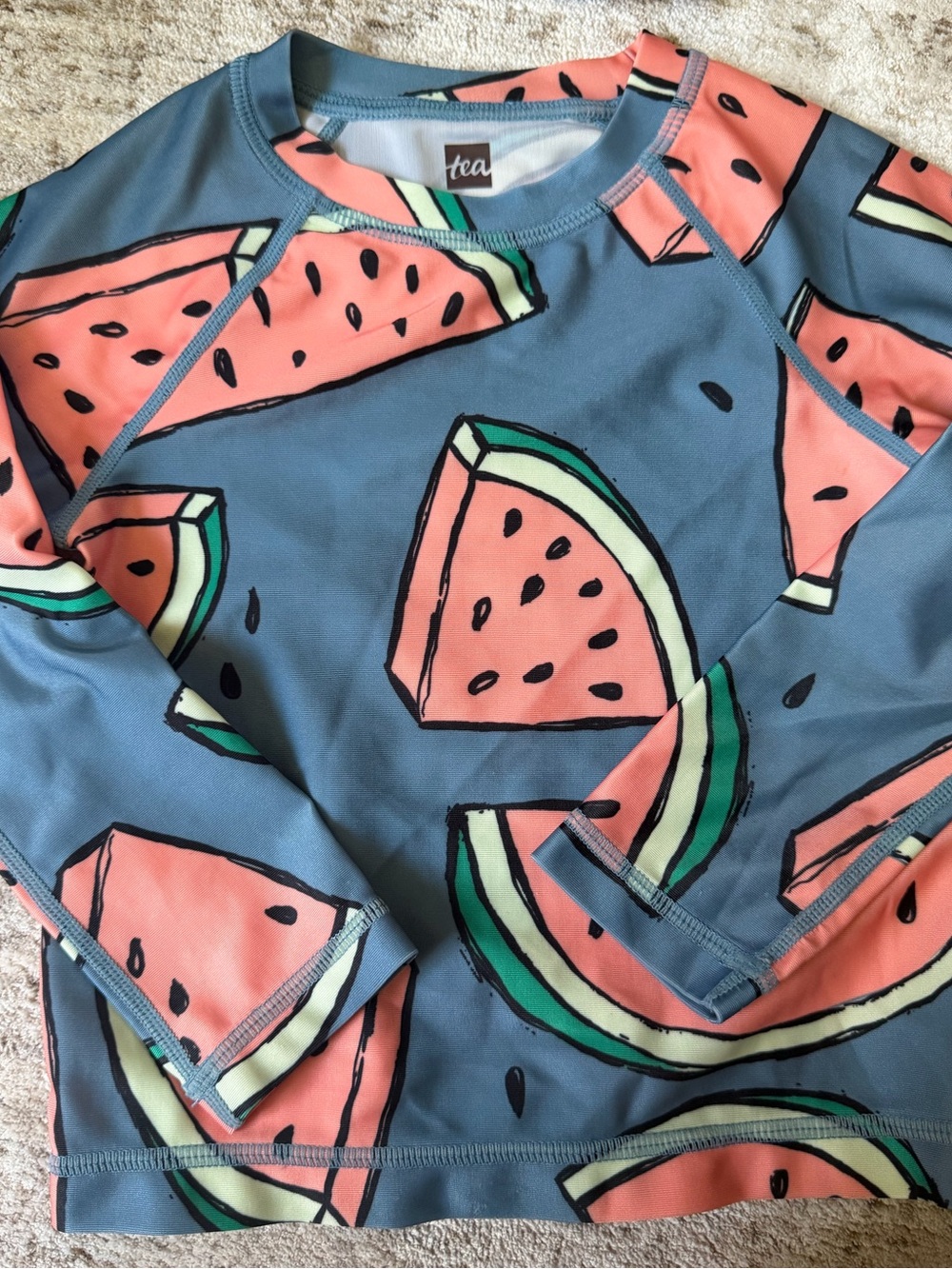 18-24 months - Tea Collection Blue Rashguard with Pink Watermelon Print Top